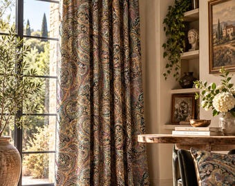 Art Style Designer Curtain, Vintage Floral Curtain Custom Size, 300 GSM Drapery, Elegant Patterned Window Curtain, Custom Size Room Decor
