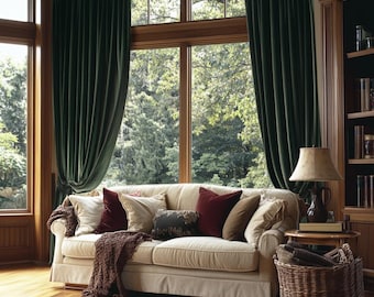 Custom Size Velvet Curtains , Extra Long Drapes, OEKO-TEX Certified Velvet Panel , Theatre Drapes, Movie Room Curtains
