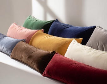 Velvet Body Pillow Cover, Custom Size Lumbar Pillow Case, Luxury Bedroom Throw Covers