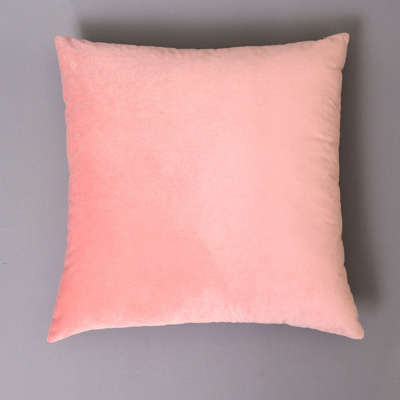 May include: A soft, peach-coloured throw pillow with a velvety texture.