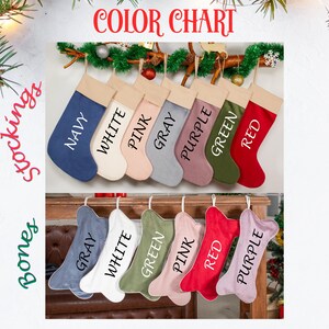 A color chart displaying various colored stockings, with each color labeled and arranged in a row.