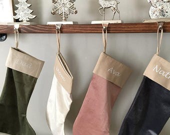 Bas de Noël en velours personnalisés : manchette en coton, cadeau de famille