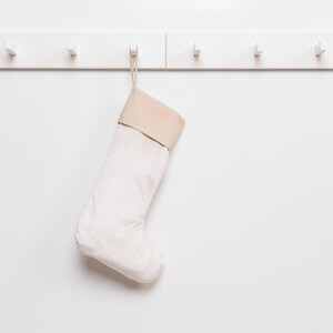 Personalized Velvet Christmas Stocking, Beige Cuff, Family Gift image 5