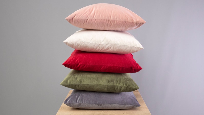 Velvet Pillow Cover, Velvet Throw Pillow Cover, Velvet Pillow Case, 58 Color Choices image 3