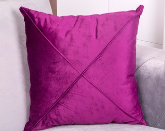 Cross Design Velvet Pillow Cover | Solid Color Throw Pillow