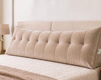Elegant Velvet French Headboard Cushion | Custom Headboard Pillow, Reading Cushion | Bedroom TV Cushion | Made-to-Order Sizes