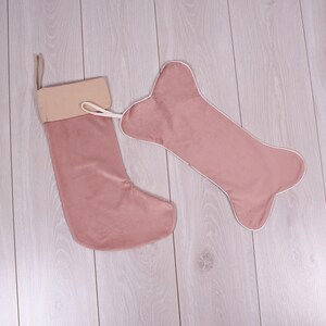 Velvet Christmas Stocking, Personalized Dog Bone Stocking, 16'' image 9