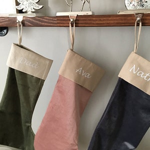 Pink Christmas Velvet Stockings Personalized with Cotton Cuff * Family Gift Stockings * Personalized Velvet Stockings * USA