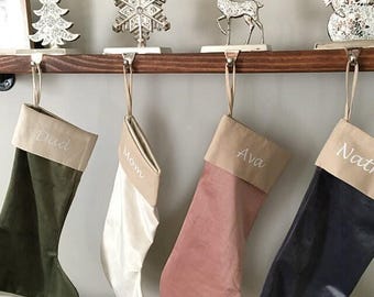 Personalized Velvet Christmas Stockings: Family Gift with Cotton Cuff