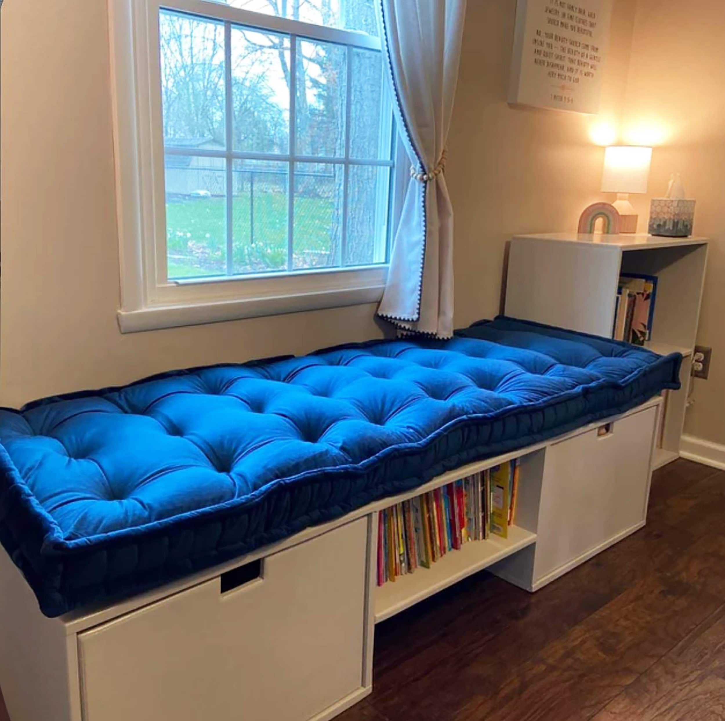 Elegant Tufted Velvet French Seat Cushion | Custom Bench, Window Seat & Sofa Cushion | Luxurious Handmade Comfort | Made-to-Order Sizes