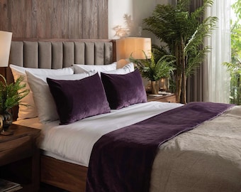Luxury Velvet Bed Runner – Soft Cozy Bed Scarf, Custom Size Elegant Bedroom Decor