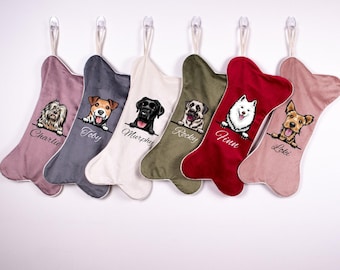 Custom Velvet Dog Christmas Stocking, Dog Breed Decoration
