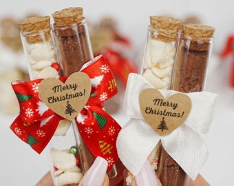 Personalized Christmas Hot Cocoa Set: Marshmallow Favors, Christmas Hot Chocolate Jars, Holidays Stocking Favors, Edible Christmas Favors