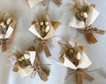 Magnet Favors for Guest, Rustic Wedding Favors, Boheme Wedding Favors, Rustic Mini Dry Bouquet, Engagement Magnet Favors, Magnet Bulk Favors