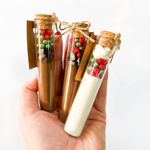 Christmas Hot Chocolate Favors for Guest, Happy Holidays Bulk Favors, Hot Cocoa Tubes, Christmas Thank You Favors, Personaized Hot Chocolate