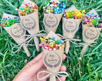 Mini Flower Bouquet Magnet Favors, Wedding Flower Bouquet Magnets, Magnet Party Favors, Baby Shower Magnet Favors, Dried Flower Bouquet Gift