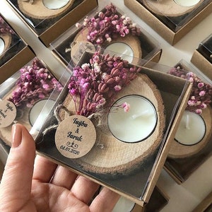 Faveur de mariage pour invité, Faveur de bougie en bois, Porte-lampe à thé, Faveurs de baptême, Faveur de baby shower, Faveur unique, Faveur rustique, Mariage dans la cour arrière image 1