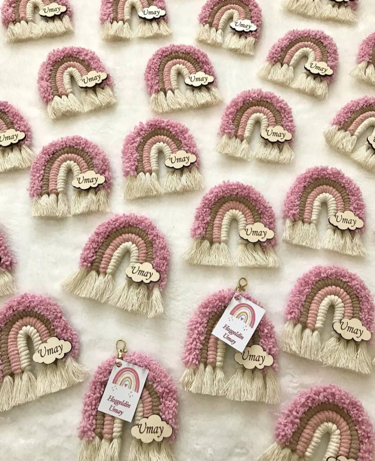 Baby Shower Keychain Favors for Guest Rainbow Macrame Favors Etsy