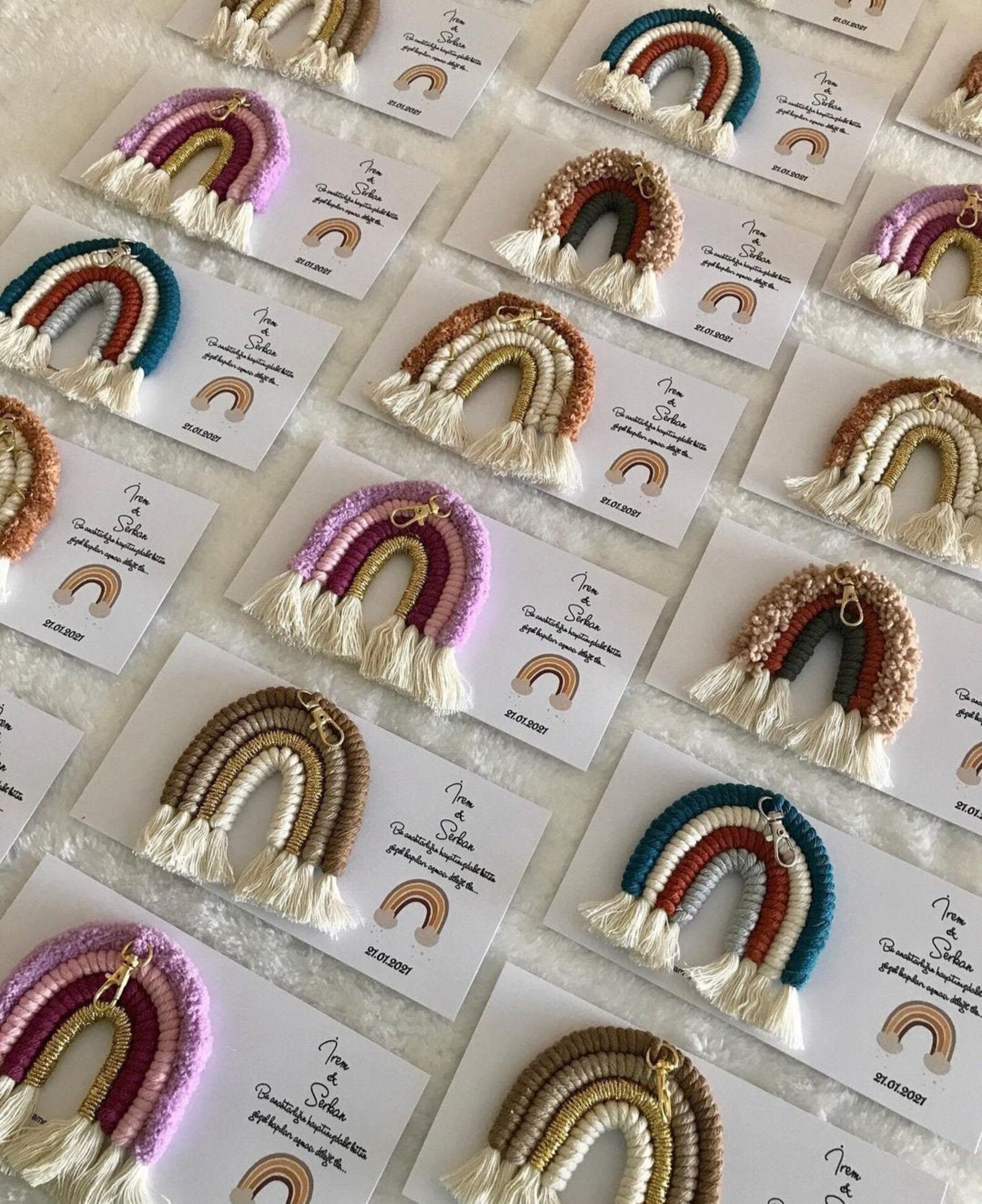 Baby Shower Keychain Favors for Guest Rainbow Macrame Favors Etsy