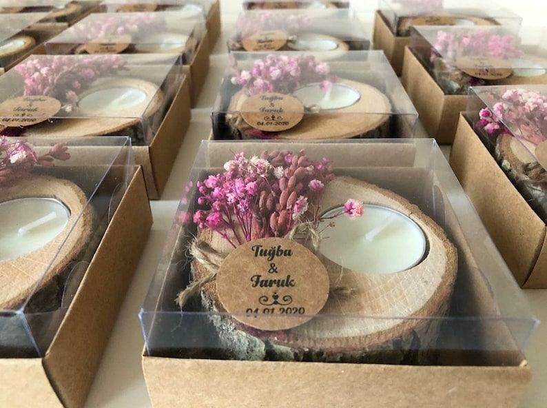 Wedding Favor For Guest, Wood Candle Favor, Tealight Holder, Baptism Favors, Baby Shower Favor, Unique Favor, Rustic Favor, Backyard Wedding image 2