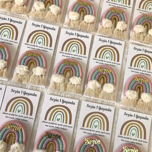 Personalized Rainbow Magnet Favors, Rainbow Keychain Macrame Favors, First Birthday Favors, Baby Shower Magnet Favors, Birthday Party Favors image 2