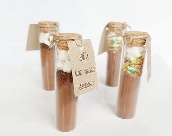 Hot Chocolate Favors for Guest, Hot Chocolate with Marshmallow in Test Tube, Winter Wedding Favors, Party Hot Chocolate Favors, Bulk Favors
