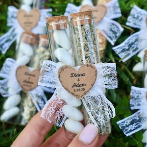 Bomboniere con tisane e zucchero di mandorle, bomboniere commestibili personalizzate, bomboniere per matrimonio 2 in 1, bomboniere con tè in barattolo di vetro, bomboniere con zucchero di mandorle