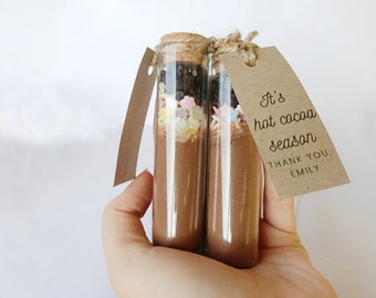Hot Chocolate Test Tube Favors: Christmas Holiday Stocking Gifts, Employee Holidays Favors, Christmas Hot Cocoa, Winter Party Edible Favors