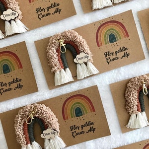 Personalized Rainbow Magnet Favors, Rainbow Keychain Macrame Favors, First Birthday Favors, Baby Shower Magnet Favors, Birthday Party Favors image 9