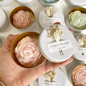 Baptism Candle Favor for Guest, Scented Baptism Candles, Baby Shower Candle Favors, Candle in Bulk Party Favors, Peony Candles in Bulk Favor