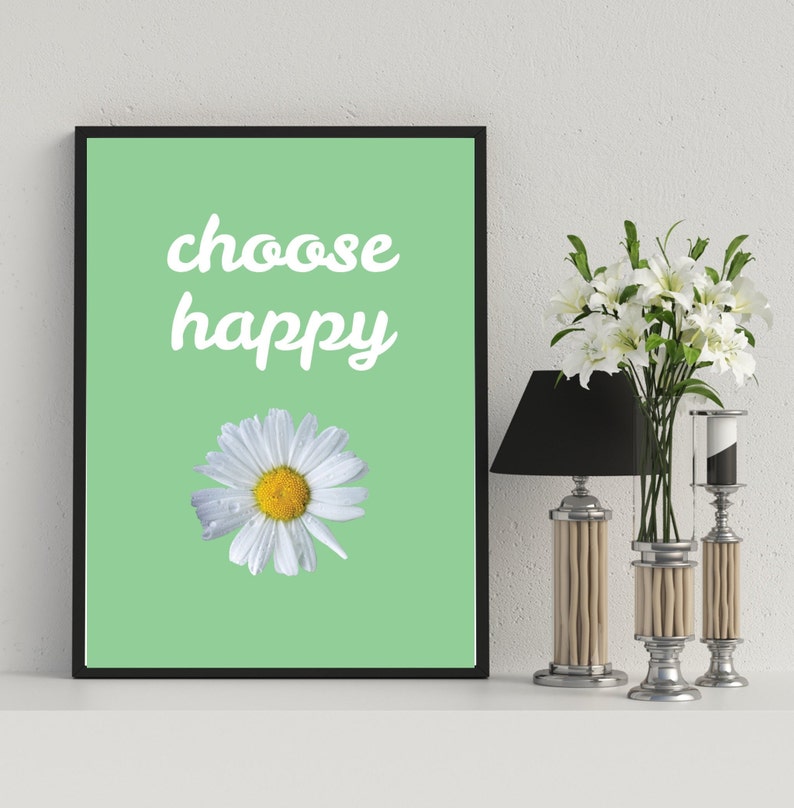 Printable wall art choose happy wall decor prints Etsy