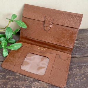 Cartera plegable de cuero vintage para hombre, tarjetero retro de los años 60, rectangular grande en marrón, fabricada en el Reino Unido, regalo para un caballero