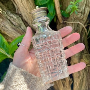 Antique 1920s Clear Glass Potion Bottle With Sprinkler Top, Wicca Pagan Alter Apothecary, Ritual Magic Salt Vessel For Spells, Witchcraft