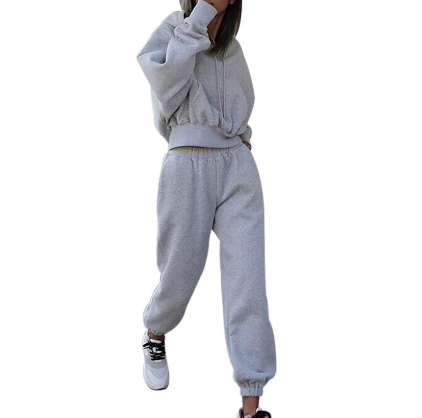 SET Grey Sweatpants and Hoodie Set 