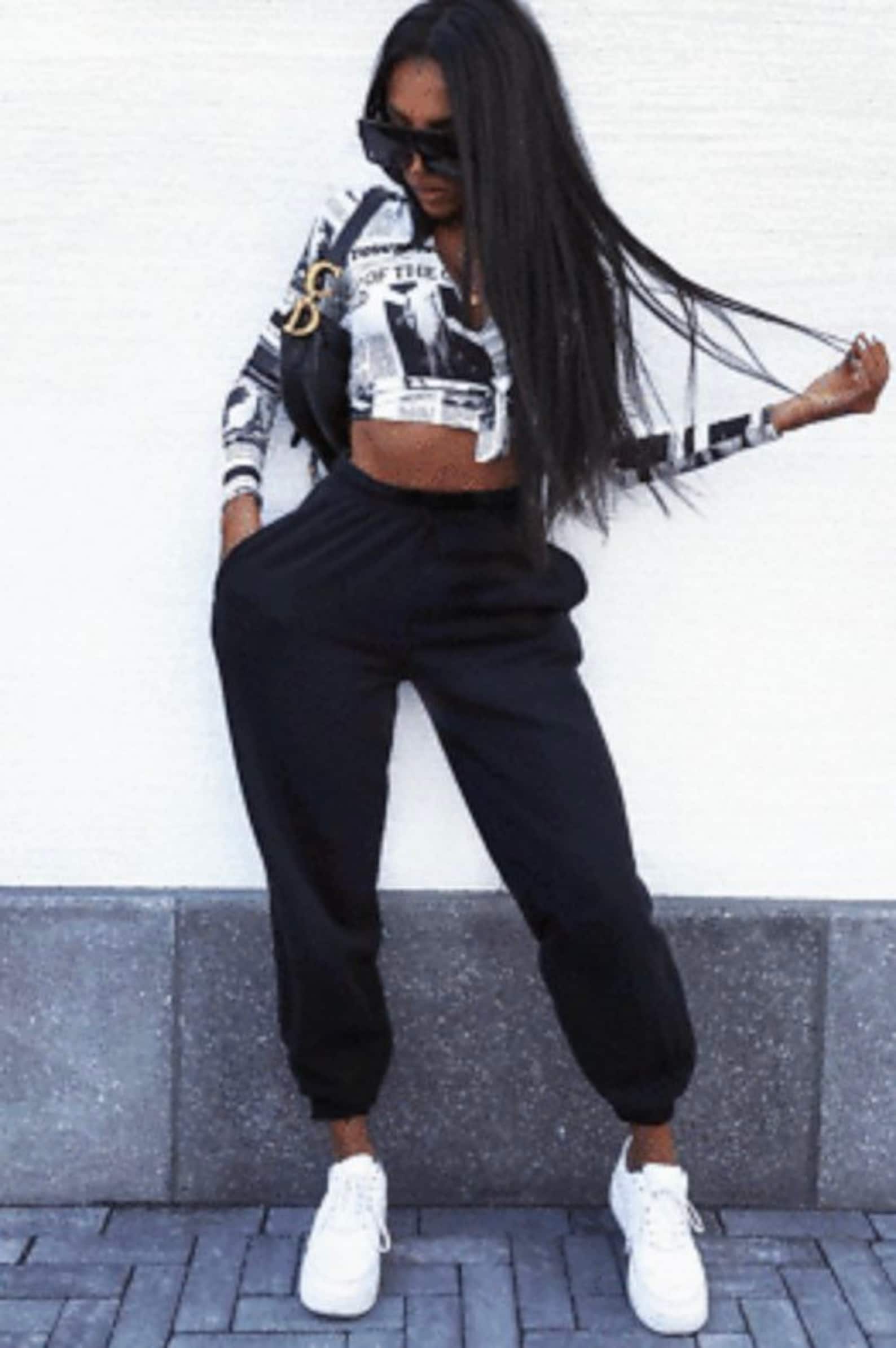 Premium Black Cotton Tracksuit Bottoms for Women Etsy