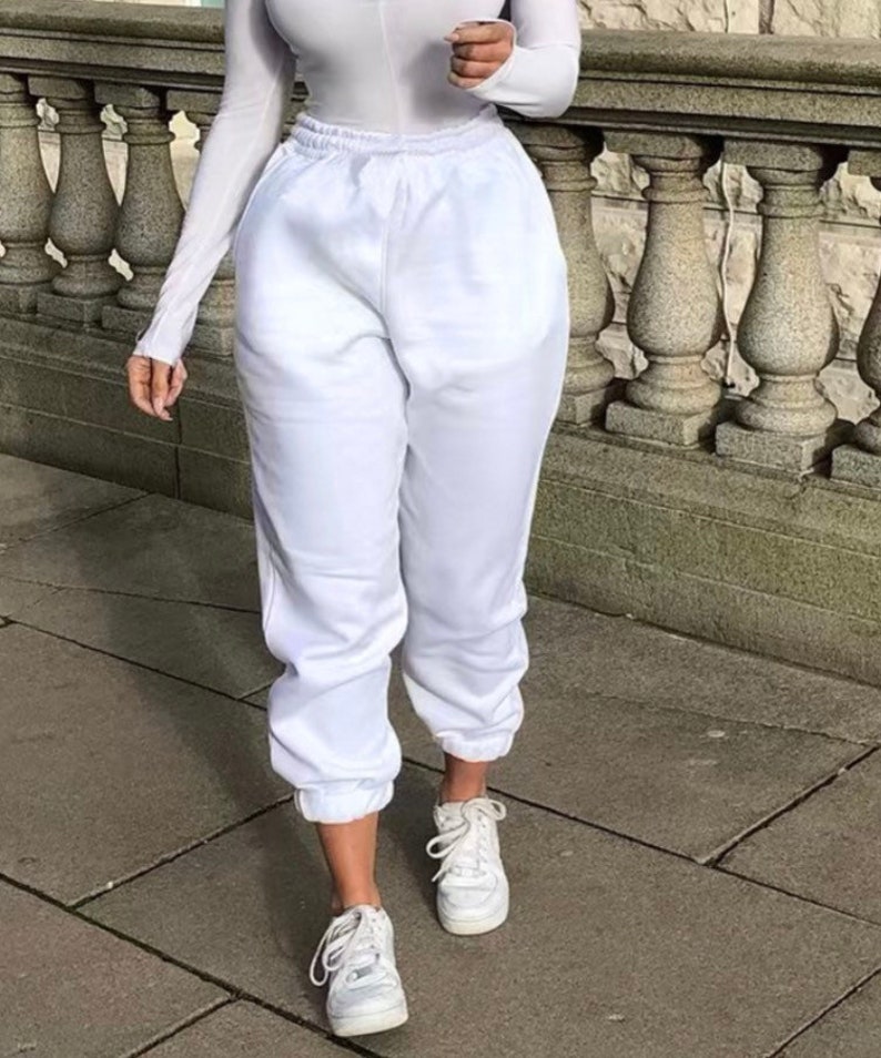 White Premium Cotton Joggers for Women