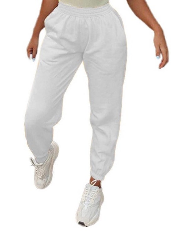 White Premium Cotton Joggers for Women 