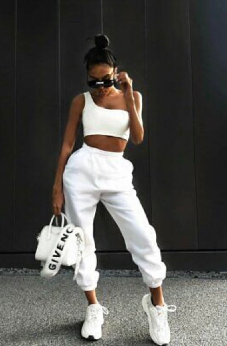 White Premium Cotton Joggers for Women