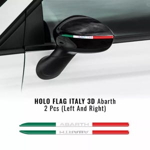 2x 3D Resin Italian Flag Side mirror Stickers Car Fiat Abarth 500 595 695