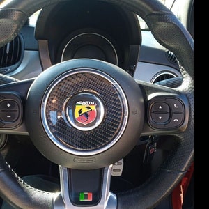 3D Epoxy Genuine Carbon Fiber Steering wheel Ring Sticker Fits to Fiat 500 Abarth 2008-2020