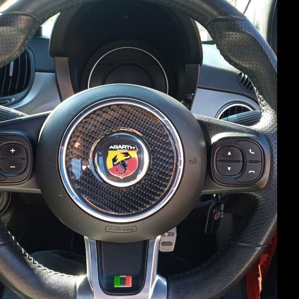 3D Epoxy Genuine Carbon Fiber Steering wheel Ring Sticker Fits to Fiat 500 Abarth 2008-2022