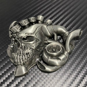 1X Silver Unique 3D Metal Skull Bone Car Auto Decor Emblem Badge