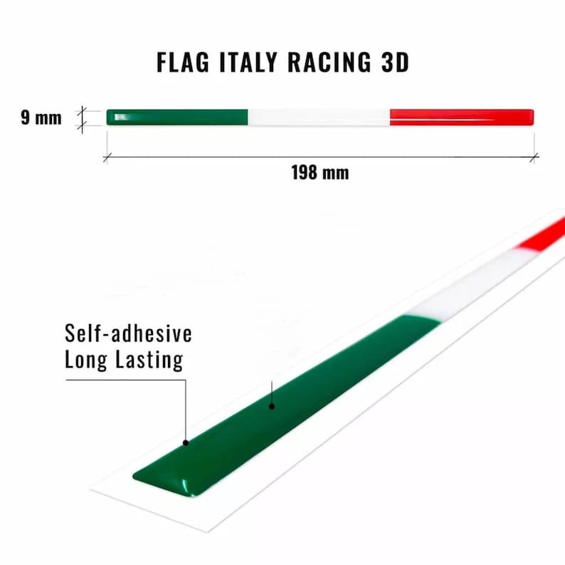 Abarth Interior 3D Resin Italian Flag Stripe Tricolor Sticker Fiat 500 ...