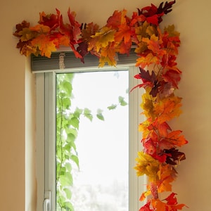 6PCS Fall Maple Leaf Garlands – 6.5FT Each | 39FT Total Autumn Garland for Thanksgiving, Wedding, Fireplace, Table Decor, Front Porch