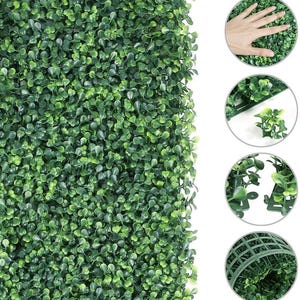 Pannello da parete in erba artificiale 40 x 60 cm – Tappetino da sfondo in bosso verde artificiale per decorazioni interne ed esterne, recinzione per la privacy
