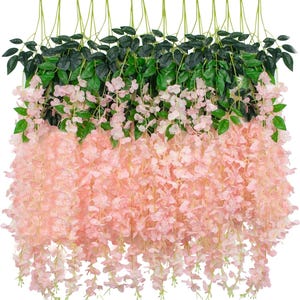 12pcs Artificial Wisteria Garland – Hanging Silk Flower Vines for Wedding Arch, Backdrop, Party or Home Decor