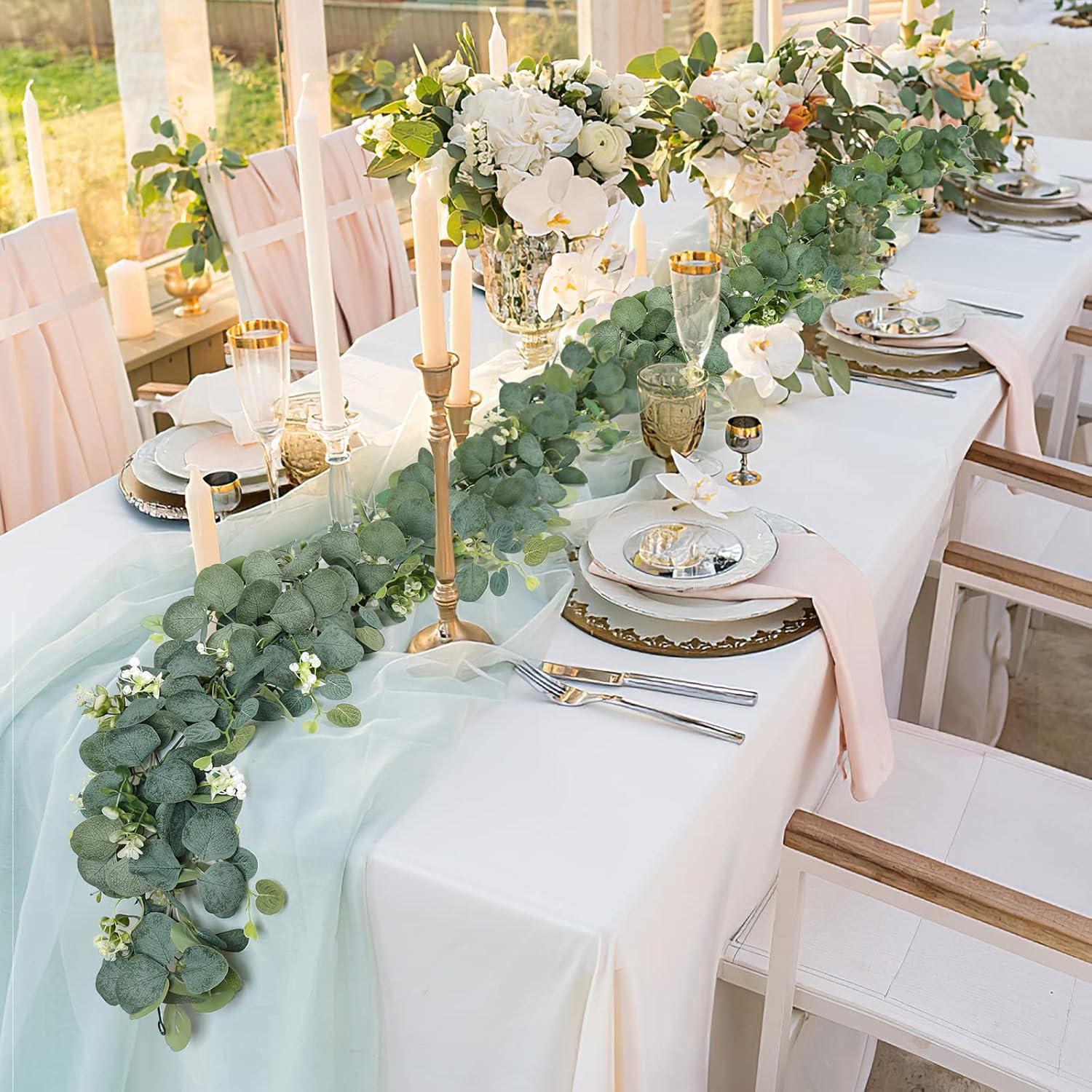 5er Pack Künstliche Eukalyptusgirlanden - Faux Greenery für Hochzeitsbogen, Tischläufer, Partyhintergrund, Dekoration
