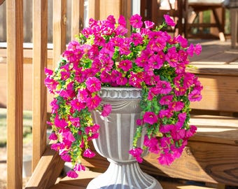 2 Stück künstliche Hängeblumen - Outdoor Faux Petunia Vines für Veranda, Balkon, Garten oder Wohnkultur