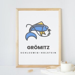 Grömitz mural poster print as a PDF file for download in DIN A4 format
