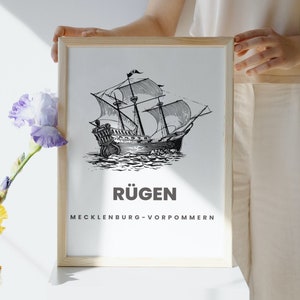 Rügen mural poster print as a PDF file for download in DIN A4 format